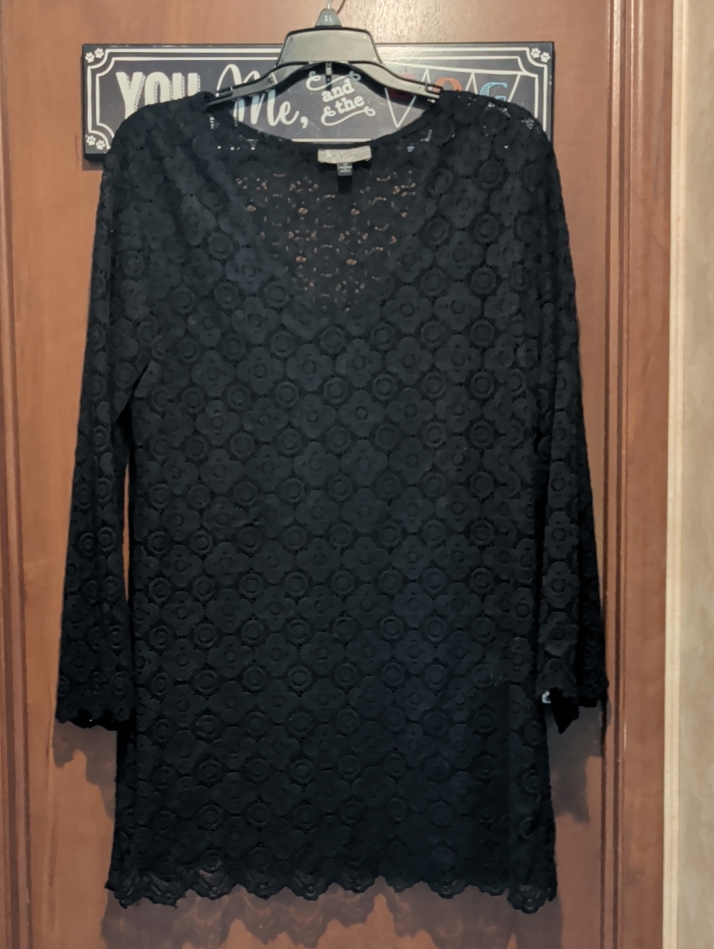 J Valdi Women's Black Lace Swim Coverup Tunic